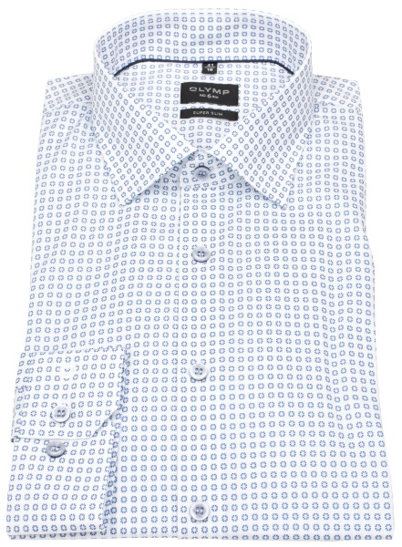OLYMP Hemd - No. Six Super Slim - Print- weiß / blau - 2504 74 00 