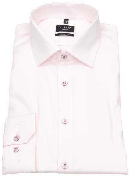 OLYMP Hemd - No. Six Super Slim - Struktur - rosé - 2502 74 30 
