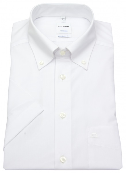 OLYMP Kurzarm Hemd - Tendenz Modern Fit - Button Down - weiß - 0712 12 00 