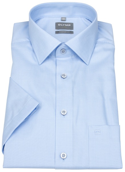 OLYMP Kurzarmhemd - Comfort Fit - New Kentkragen - Struktur - hellblau - 1041 72 11 