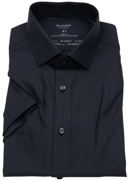 OLYMP Kurzarmhemd - Level 5 Body Fit - 24/7 Climate Control Shirt - schwarz - ohne OVP - 0734 12 68 