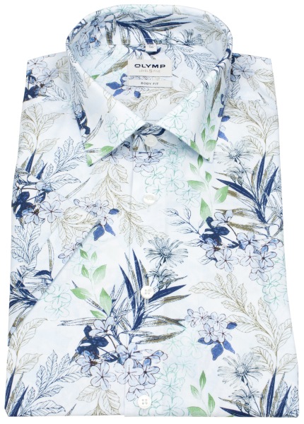 OLYMP Kurzarmhemd - Level 5 Body Fit - Print - Floral - mehrfarbig - 2141 72 11 