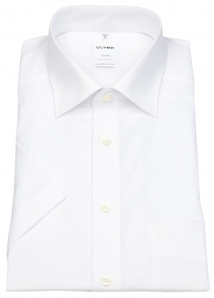 OLYMP Kurzarmhemd - Luxor Comfort Fit - New Kent Kragen - weiß - 0254 12 00 