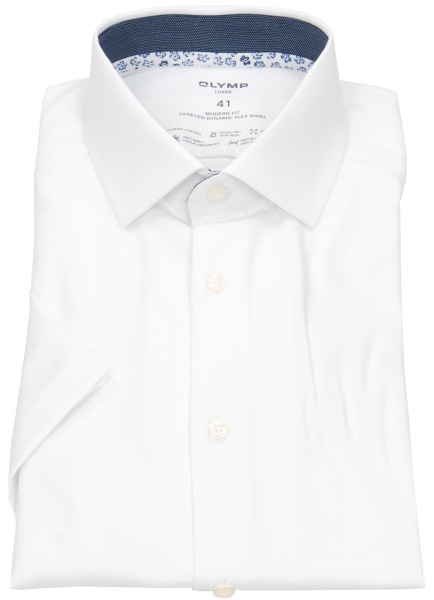 OLYMP Kurzarmhemd - Modern Fit - 24/7 Dynamic Flex Shirt - Patch - weiß - 1246 52 00 
