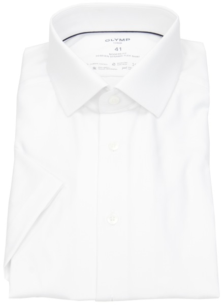 OLYMP Kurzarmhemd - Modern Fit - 24/7 Dynamic Flex Shirt - weiß - 1230 22 00 