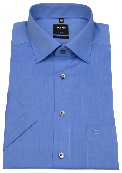 OLYMP Kurzarmhemd - Modern Fit - Chambray - blau - 0304 12 15 