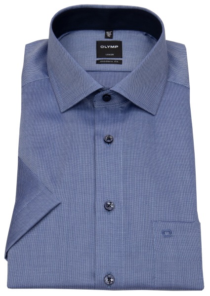 OLYMP Kurzarmhemd - Modern Fit - Faux Uni - dunkelblau / weiß - ohne OVP - 0400 12 18 