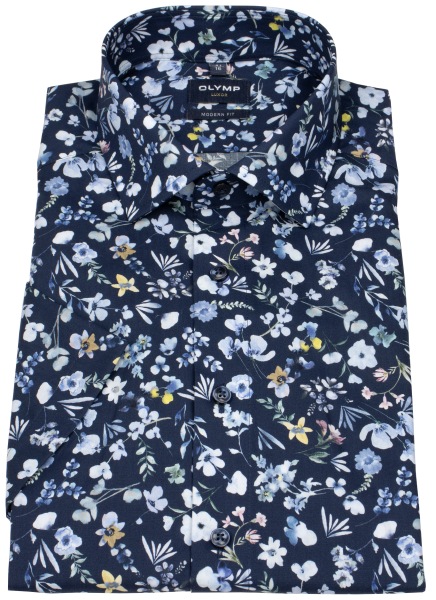 OLYMP Kurzarmhemd - Modern Fit - Global Kent - floraler Print - mehrfarbig - 1256 72 18 