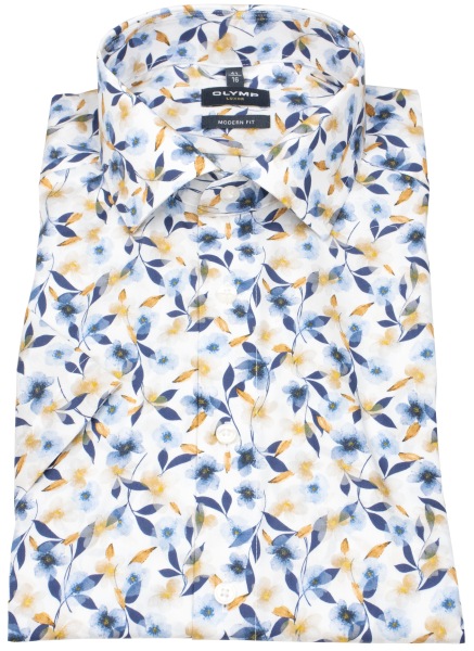OLYMP Kurzarmhemd - Modern Fit - Global Kent - floraler Print - mehrfarbig - 1269 72 00 