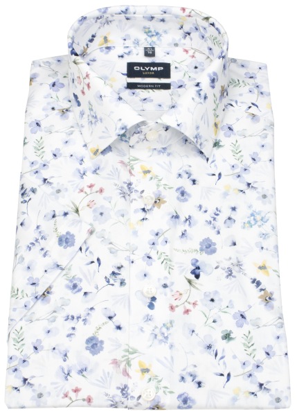 OLYMP Kurzarmhemd - Modern Fit - Global Kent - floraler Print - mehrfarbig - 1256 72 00 