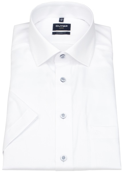 OLYMP Kurzarmhemd - Modern Fit - Global Kentkragen - Struktur - weiß - 1241 72 00 