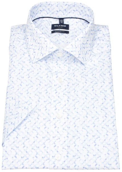 OLYMP Kurzarmhemd - Modern Fit - Rauten - hellblau / weiß - 1255 72 11 