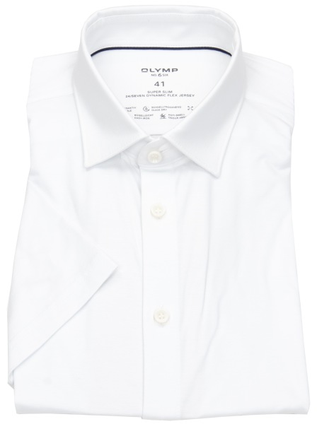 OLYMP Kurzarmhemd - No. 6 Super Slim - 24/7 Flex Jersey - weiß - 2503 72 00 