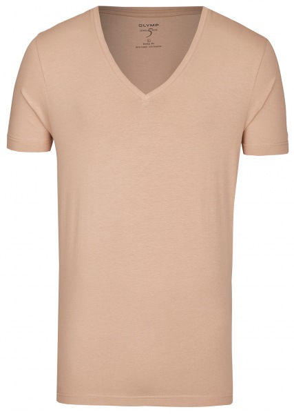 OLYMP Level Five Body Fit - T-Shirt - tiefer V-Ausschnitt - caramel - 0804 12 24 