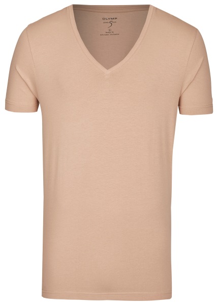 OLYMP Level Five Body Fit - T-Shirt - tiefer V-Ausschnitt - caramel - ohne OVP - 0804 12 24 