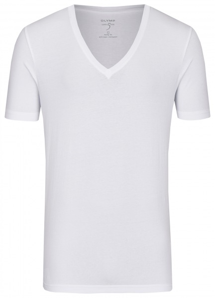 OLYMP Level Five Body Fit - T-Shirt - tiefer V-Ausschnitt - weiß - 0804 12 00 