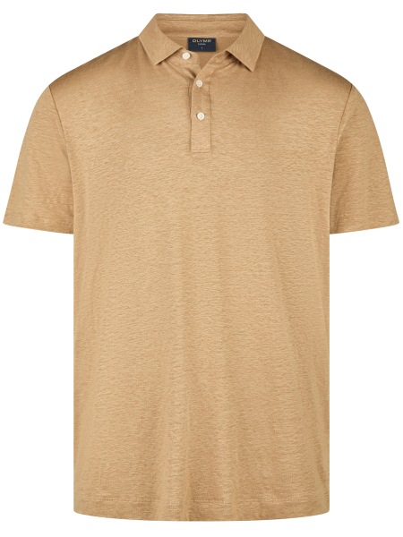 OLYMP Poloshirt - Regular Fit - Casual - Leinen - caramel - 5429 52 24 