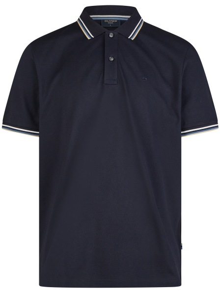 OLYMP Poloshirt - Regular Fit - Piqué - Kontrastkragen - dunkelblau - 5411 52 18 