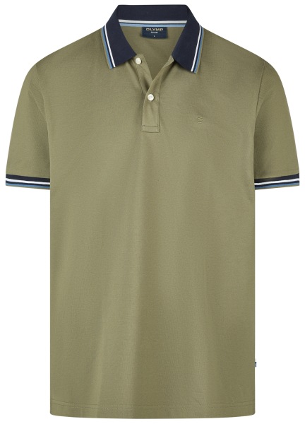 OLYMP Poloshirt - Regular Fit - Piqué - Kontrastkragen - grün - 5411 52 47 
