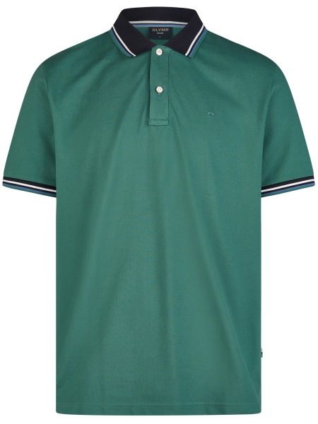 OLYMP Poloshirt - Regular Fit - Piqué - Kontrastkragen - grün - 5411 52 42 