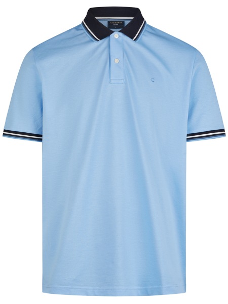 OLYMP Poloshirt - Regular Fit - Piqué - Kontrastkragen - hellblau - 5411 52 10 