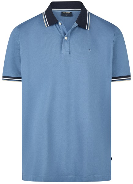 OLYMP Poloshirt - Regular Fit - Piqué - Kontrastkragen - rauchblau - 5411 52 13 