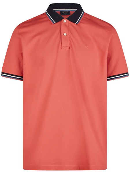 OLYMP Poloshirt - Regular Fit - Piqué - Kontrastkragen - rot - 5411 52 32 
