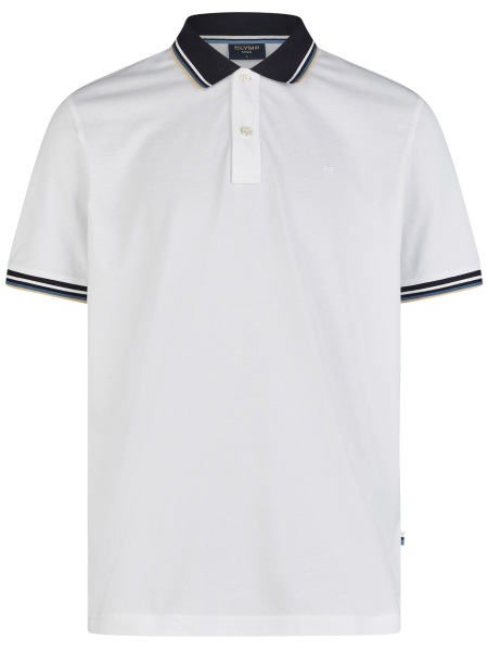 OLYMP Poloshirt - Regular Fit - Piqué - Kontrastkragen - weiß - 5411 52 00 