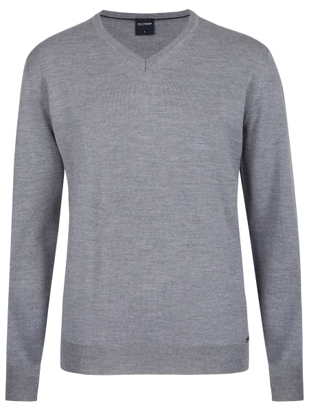 OLYMP Pullover - Regular Fit - Merinowolle - V-Ausschnitt - grau - ohne OVP - 0150 10 63 