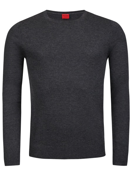 OLYMP Pullover - Regular Fit - Rundhals - Merinowolle mit Seide - anthrazit - 0151 11 67 