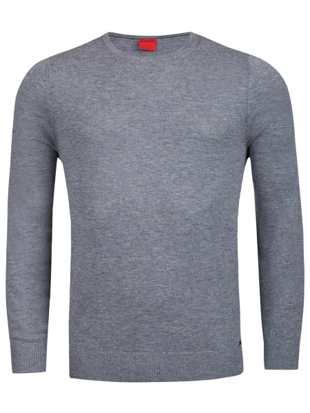 OLYMP Pullover - Regular Fit - Rundhals - Merinowolle mit Seide - grau - 0151 11 63 