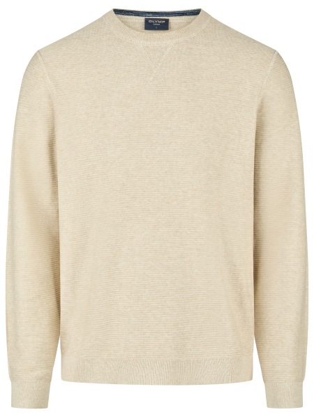 OLYMP Pullover - Rundhals-Ausschnitt - Strick - Struktur- beige - 5301 85 20 