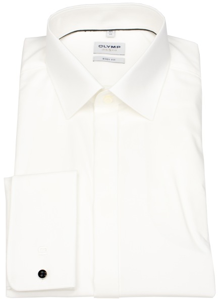OLYMP Smokinghemd - Level Five Body Fit - Umschlagmanschette - hellbeige - ohne OVP - 1276 65 20 
