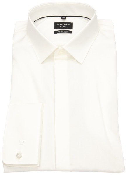 OLYMP Smokinghemd - No. Six Super Slim - Umschlagmanschette - hellbeige - 0491 65 20 