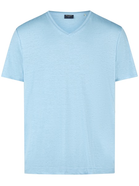 OLYMP T-Shirt - Regular Fit - V-Ausschnitt - Leinen - hellblau - 5615 52 11 