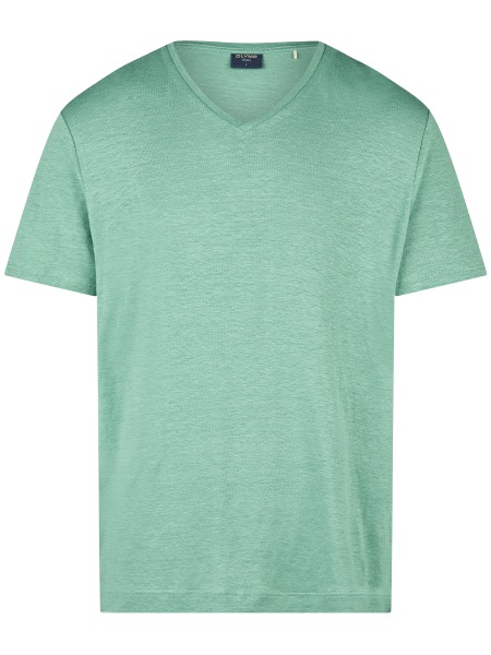 OLYMP T-Shirt - Regular Fit - V-Ausschnitt - Leinen - hellgrün - 5615 52 88 