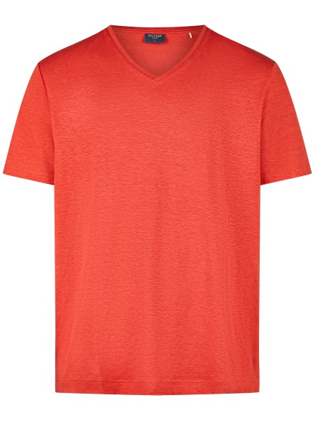 OLYMP T-Shirt - Regular Fit - V-Ausschnitt - Leinen - rot - 5615 52 34 