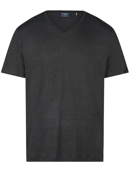 OLYMP T-Shirt - Regular Fit - V-Ausschnitt - Leinen - schwarz - 5615 52 68 
