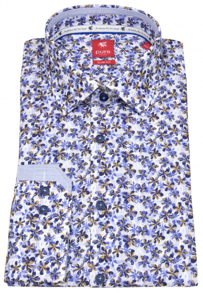 Pure Hemd - Slim Fit - Floraler Print - blau - 21011-21105 173 