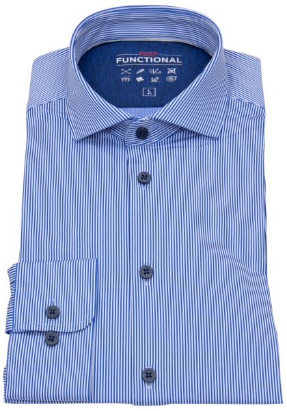 Pure Hemd - Slim Fit - Functional Shirt - Haikragen - Streifen - blau / weiß - 4028-21750 165 