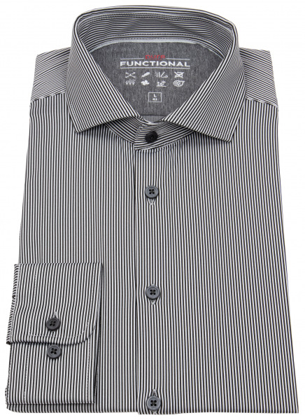 Pure Hemd - Slim Fit - Functional Shirt - Haikragen - Streifen - schwarz / weiß - 4028-21750 060 