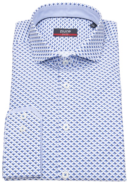 Pure Hemd - Slim Fit - Haifischkragen - blau / weiß - ohne OVP - E11002-21705 173 