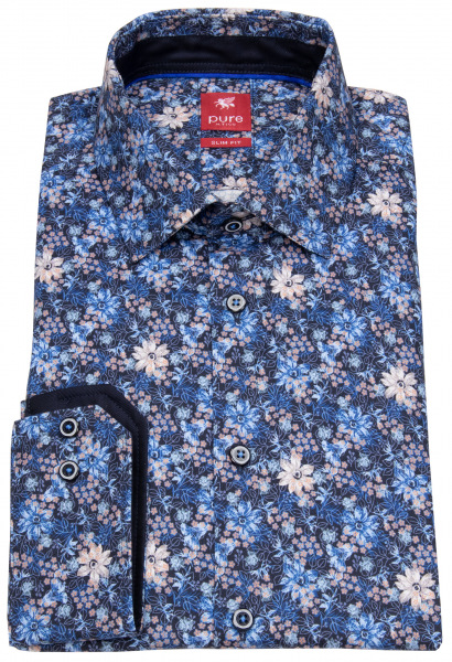 Pure Hemd - Slim Fit - Kentkragen  - Print - blau - 51009-21101 173 