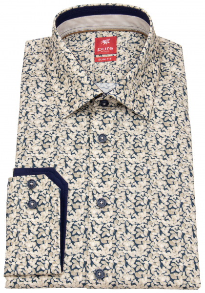 Pure Hemd - Slim Fit - Kentkragen  - Print - braun - 61030-21109 276 