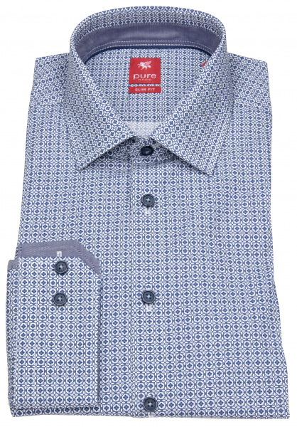 Pure Hemd - Slim Fit - Print - blau / weiß - 51010-21102 173 