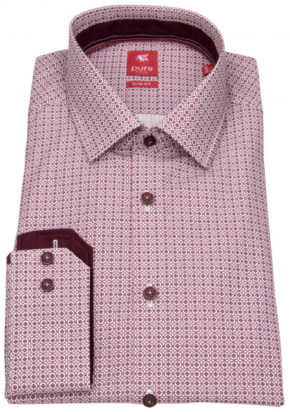 Pure Hemd - Slim Fit - Print - rot / weiß - 51010-21102 374 