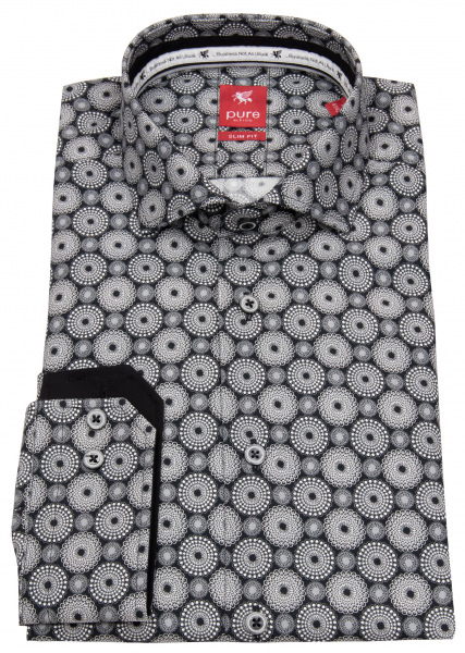 Pure Hemd - Slim Fit - Print - schwarz / weiß - 31028-21703 777 