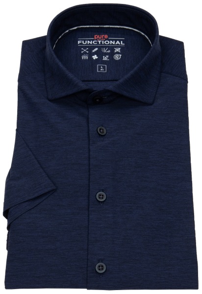 Pure Kurzarmhemd - Slim Fit - Functional Shirt - Haifischkragen - dunkelblau - 3386-22150 139 