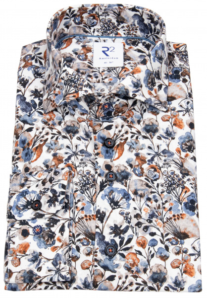 R2-Amsterdam Hemd - Casual Fit - Haifischkragen - floraler Print - 118.WSP 139 073 