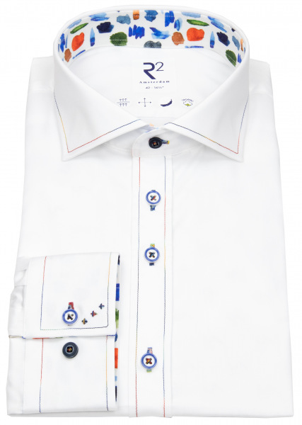 R2-Amsterdam Hemd - Casual Fit - Haifischkragen - Two Ply Twill - weiß - 120 WSP 071 4 